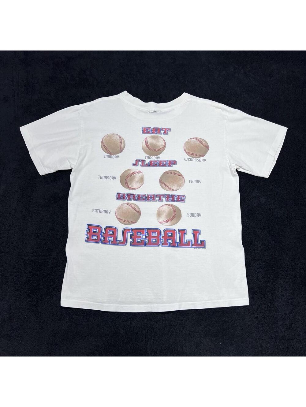 Vintage 1997 Life Is A Sports “Eat SLEEP Breathe Baseball” White Tee Sz Medium